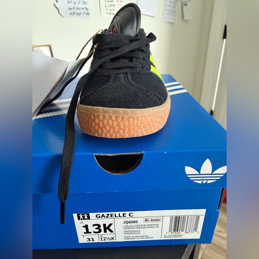 Adidas Gazelle Black with Neon Highlights - Picture 3 of 3